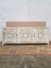 MADE TO ORDER French Arched Hand Carved Wooden Buffet Sideboard White Wash 200x40x80cm